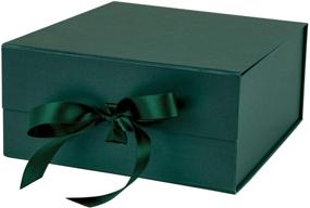 img 4 attached to 🎁 2-х частная складная подарочная коробка с магнитным замком - зеленая атласная лента - 8x8x4 дюйма - Идеально для вечеринок, свадеб, упаковки подарков, предложений девичника и хранения - От WRAPAHOLIC