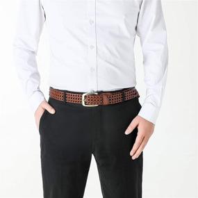 img 3 attached to 👔 Genuine Buckle Men's Accessories: Earnda Braided Leather Belts