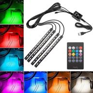 🚗 haofy led car interior strip lights with sound active function - multicolor music atmosphere light kit, 4pcs 48 lights, wireless remote control, usb port, 8 colors, dc 5v logo