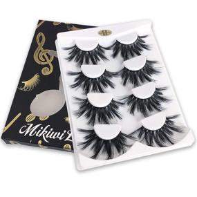 img 3 attached to Mikiwi 25mm Lashes: Dramatic 6D Faux Mink Lashes for Fluffy Volume, Thick Crossed Long Faux 25mm Mink Lashes (6D4-05)