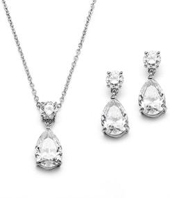 img 4 attached to 💎 Glamorous Mariell Wedding Jewelry Set with Pear-Shaped Cubic Zirconia Necklace and Earrings for Brides and Bridesmaids