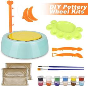 img 3 attached to 🎨 Fun and Educational Pottery Wheel Kit for Kids: Handmade Artist Paint Pottery Studio with Sculpting Clay - Green