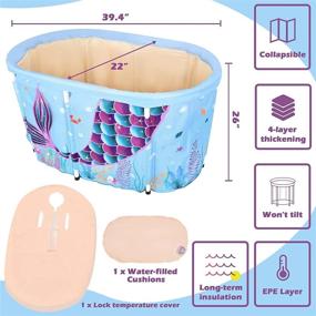 img 3 attached to 🛀 Foldable Mermaid Portable Bathtub - Soaking Tub for Adults, Kids, and Girls | Freestanding Bathing Spa With Thermal Foam for Hot or Cold Baths | Easy-to-Store Non-Inflatable Tub for Shower Stalls, Caravans | Great Gift Idea