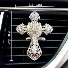 img 1 attached to 💎 Bling Car Accessories Black Cross: Cute Air Freshener & Rhinestone Vent Clip - Glam Interior Decoration