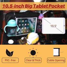 img 1 attached to SURDOCA Car Organizer with Tablet Holder - Enhanced 4th Gen Seat Back Storage Organizer for Road Trips - 9 Pocket Black Car Seat Organizer for Kids - PVC-Free - 1pc