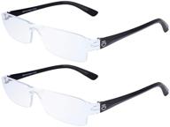 👓 2-pack rimless computer reading glasses: blue light blocking, anti reflective & anti-glare coating lenses logo