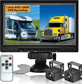 img 4 attached to 📸 AHD 1080P Backup Camera System with 7'' DVR Dual Split Screen Monitor | Hikity IP69 Waterproof Rear View Camera | Night Vision Reversing Camera for Truck, Pick Up, RV, Camper, Bus | 12V-36V