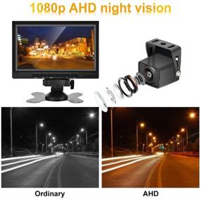 img 1 attached to 📸 AHD 1080P Backup Camera System with 7'' DVR Dual Split Screen Monitor | Hikity IP69 Waterproof Rear View Camera | Night Vision Reversing Camera for Truck, Pick Up, RV, Camper, Bus | 12V-36V