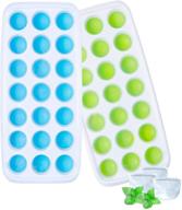 🧊 ozera ice cube trays with lids - 2 pack silicone ice tray with lid - easy-release, stackable design - 42 ice cubes - blue & green logo