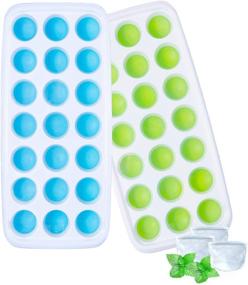 img 4 attached to 🧊 Ozera Ice Cube Trays with Lids - 2 Pack Silicone Ice Tray with Lid - Easy-Release, Stackable Design - 42 Ice Cubes - Blue & Green