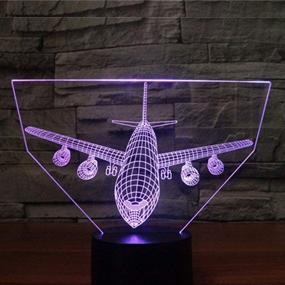 img 3 attached to 🛩️ Aircraft Warplane 3D LED Lamp - Optical Illusion Night Light, 7 Color Change, Touch Switch, USB Powered