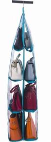 img 3 attached to 👜 Amelitory Hanging Handbags Holder: 4 Shelf Purse Bags Storage with 8 Compartments - Dust-Proof Lake Blue Organizer for Closet