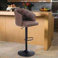 🪑 swivel bar stool with back for kitchen counter - adjustable height counter height barstool chair with ergonomic mid-back for kitchen island - 300lbs weight capacity - brown - 1 stool - mid back logo