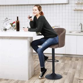 img 3 attached to 🪑 Swivel Bar Stool with Back for Kitchen Counter - Adjustable Height Counter Height Barstool Chair with Ergonomic Mid-Back for Kitchen Island - 300LBS Weight Capacity - Brown - 1 Stool - Mid Back