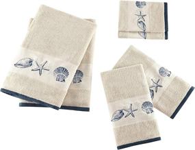 img 3 attached to 🛀 Bayside Cotton Bathroom Towels - Ultra Absorbent 6-Piece Bath Towel Set: 2 Bath Towels, 2 Hand Towels &amp; 2 Wash Towels in Soothing Sea Blue