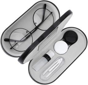 img 4 attached to MoKo Double Eyeglass Case with Mirror Tweezers Remover - 2 in 1 Contact Lens Box