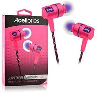 acellories premium superior metal high performance earbuds headphones (pink) logo