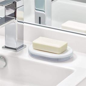 img 3 attached to 🧼 iDesign Finn Countertop Bar Dish - Plastic Soap Holder for Bathroom, Shower, and Vanity in Clear/White - Dimensions: 14.1 cm x 10 cm x 2.4 cm