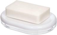 🧼 idesign finn countertop bar dish - plastic soap holder for bathroom, shower, and vanity in clear/white - dimensions: 14.1 cm x 10 cm x 2.4 cm logo