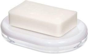 img 4 attached to 🧼 iDesign Finn Countertop Bar Dish - Plastic Soap Holder for Bathroom, Shower, and Vanity in Clear/White - Dimensions: 14.1 cm x 10 cm x 2.4 cm