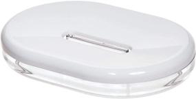 img 2 attached to 🧼 iDesign Finn Countertop Bar Dish - Plastic Soap Holder for Bathroom, Shower, and Vanity in Clear/White - Dimensions: 14.1 cm x 10 cm x 2.4 cm