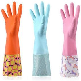 img 4 attached to Dishwashing Gloves for Men and Women – Home Kitchen Cleaning Gloves