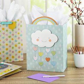 img 3 attached to 🎁 Hallmark 13&#34; Assorted Large Baby Shower Gift Bags with Tissue Paper (Pack of 3, Cloud and Rainbow, Giraffe, Pastel Polka Dots)