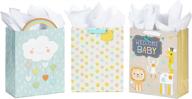 🎁 hallmark 13&#34; assorted large baby shower gift bags with tissue paper (pack of 3, cloud and rainbow, giraffe, pastel polka dots) logo