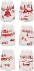 img 1 attached to 🧂 Bico Toile De Jouy Winter Wonderland Salt & Pepper Shaker Set: Handpainted, Dishwasher Safe