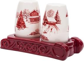 img 2 attached to 🧂 Bico Toile De Jouy Winter Wonderland Salt & Pepper Shaker Set: Handpainted, Dishwasher Safe