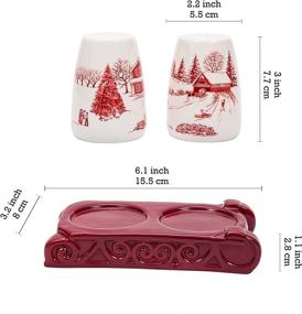 img 3 attached to 🧂 Bico Toile De Jouy Winter Wonderland Salt & Pepper Shaker Set: Handpainted, Dishwasher Safe