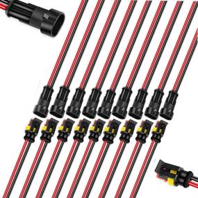img 4 attached to 🔌 Pack of 10 Waterproof 2 Pin Way 18 AWG Connector Wire Cables with 1.5mm Series Terminal Plug and Wire - Ideal for Car, Truck, Boat, Motorcycle