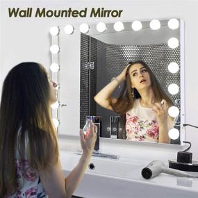 img 2 attached to 💄 COOLJEEN Large Hollywood Makeup Mirror: 18 LED Bulbs, 3 Color Lighting Modes, Wall Mounted or Standing - Stunning Vanity Mirror with Power Outlet and USB Charging Port (White)