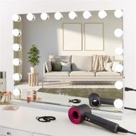 💄 cooljeen large hollywood makeup mirror: 18 led bulbs, 3 color lighting modes, wall mounted or standing - stunning vanity mirror with power outlet and usb charging port (white) logo