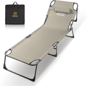 img 4 attached to ✨ Folding Camping Cot with Pillow & Storage Bag: Versatile 4-Reclining Position Lounge Chair, Heavy Duty & Lightweight, Holds up to 250 Lbs – Perfect for Outdoor & Indoor Comfort