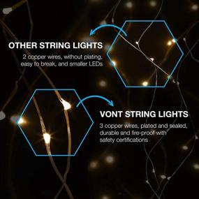 img 3 attached to 🌟 Vont Starry Fairy Lights - 66FT String Lights with 200 LEDs for Bedroom and Wall Decor - USB Powered Copper Twinkle Lights - Ideal for Indoor and Outdoor Lighting, Patio, Tapestry