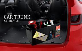img 1 attached to 🚗 Fold Away Car Trunk Organizer, Black - 22" x 10" x 11" - Non-slip Fastener secures and prevents sliding for a tidy trunk storage