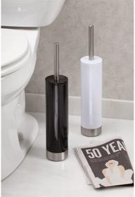 img 2 attached to Optimized iDesign Slim Toilet Bowl Brush and Holder - White/Brushed Stainless Steel, 1 x Toilet Brush