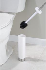 img 1 attached to Optimized iDesign Slim Toilet Bowl Brush and Holder - White/Brushed Stainless Steel, 1 x Toilet Brush