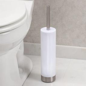 img 3 attached to Optimized iDesign Slim Toilet Bowl Brush and Holder - White/Brushed Stainless Steel, 1 x Toilet Brush