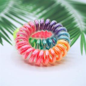 img 2 attached to 9-Piece Rainbow Spiral Traceless Hair Rings - Phone Cord Hair Ties for Women, Girls, and Kids - Coil Ponytail Holders for Comfortable and Wear-Resistant Hairstyles