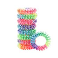 9-piece rainbow spiral traceless hair rings - phone cord hair ties for women, girls, and kids - coil ponytail holders for comfortable and wear-resistant hairstyles logo