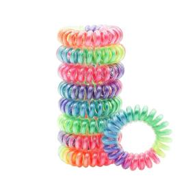 img 4 attached to 9-Piece Rainbow Spiral Traceless Hair Rings - Phone Cord Hair Ties for Women, Girls, and Kids - Coil Ponytail Holders for Comfortable and Wear-Resistant Hairstyles