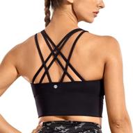 🏋️ wirefree padded sports bra: crz yoga women's strappy longline crop top for medium impact workouts logo