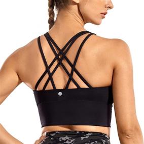 img 4 attached to 🏋️ Wirefree Padded Sports Bra: CRZ YOGA Women's Strappy Longline Crop Top for Medium Impact Workouts