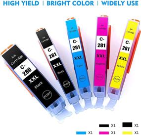 img 3 attached to 🖨️ Filery 5-Pack Compatible Ink Cartridges for Canon PGI-280XXL CLI-281XXL - Premium Quality Replacement for PIXMA Printers