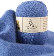 tehete 100% merino wool yarn for knitting 3-ply - luxury, warm, soft, lightweight crochet yarn in star blue shade logo