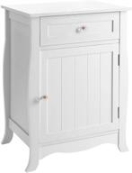 songmics white nightstand: stylish wooden bedside table with storage cabinet and drawer, easy assembly логотип