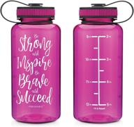 34oz motivational fitness workout sports water bottle with time marker, measurements, and goal marked times for tracking your h2o intake - bpa free non-toxic tritan logo