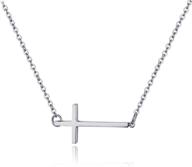 👸 elegant sideways cross necklace: 18k gold plated stainless steel pendant for women & girls - silver or gold color, 18 inches with gift box from ghome logo
